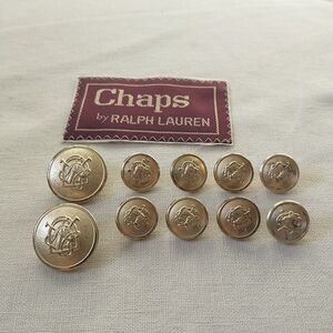RALPH LAUREN CHAPS Waterbury Replacement Buttons Gold Equestrian Horse Polo 10x